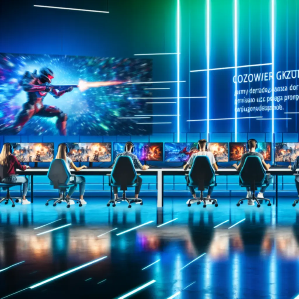 Gracze e-sportowi skoncentrowani na rozgrywce przed monitorami