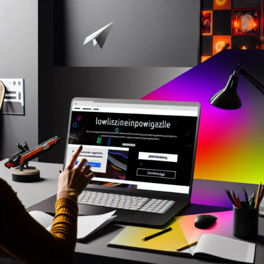 Ekran z ikonami pobierania i newslettera w stylu gamingowym